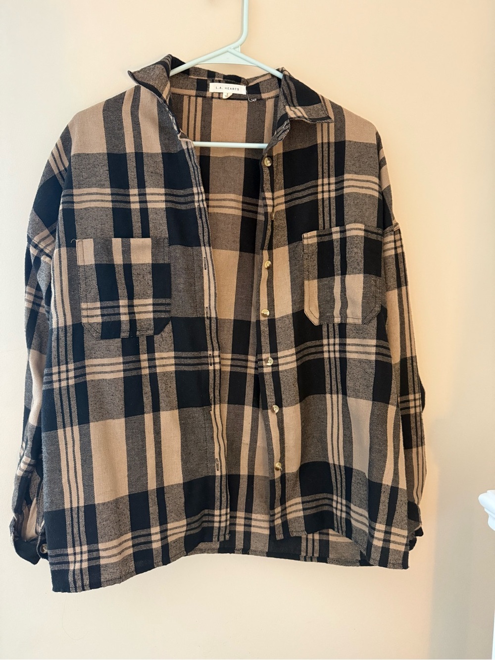 Black and Tan Flannel Button-Up